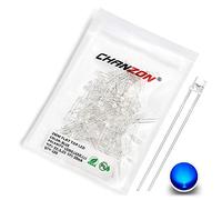 CHANZON 100 pcs 3mm Bleu LED Diode Lumières (Top Transparent Plat Transparent DC 3V 20mA) Lumineux Ampoule Lampes Composants Électroniques Indicateur Diodes Émettrices De Lumière