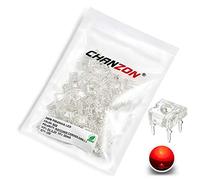 CHANZON 100 pcs 3mm Piranha SuperFlux Rouge LED Diode Lumières (Lentille ronde transparente transparente 4 broches DC 2V 20mA) Ampoule Lampes Indicateur lumineux Diodes électroluminescentes