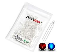 CHANZON 100 pcs 3mm Rouge & Bleu LED Diode Lumières Anode Commune (Bleu Rond Transparent Bicolore) Lumineux Ampoule Lampes Composants Électroniques Indicateur Diodes Émettrices De Lumière