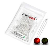 CHANZON 100 pcs 3mm Rouge & Jaune-Vert LED Diode Lumières Anode Commune (Bleu Rond Transparent Bicolore) Lumineux Ampoule Lampes Composants Électroniques Indicateur Diodes Émettrices De Lumière