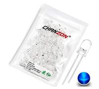 CHANZON 100 pcs 5mm Bleu LED Diode Lumières (Clair Rond Transparent DC 3V 20mA) Lumineux Ampoule Lampes Composants Électroniques Indicateur Diodes Émettrices De Lumière