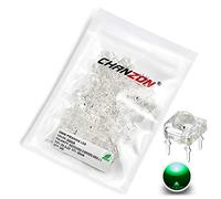 CHANZON 100 pcs 5mm Piranha SuperFlux Vert LED Diode Lumières (Lentille ronde transparente transparente 4 broches DC 2V 20mA) Composants électroniques Indicateur Diodes électroluminescentes