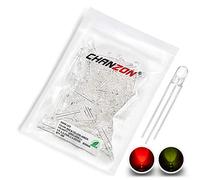 CHANZON 100 pcs 5mm Rouge & Jaune-Vert LED Diode Lumières Cathode Commune (Bleu Rond Transparent Bicolore) Lumineux Ampoule Lampes Composants Électroniques Indicateur Diodes Émettrices De Lumière