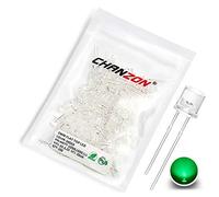 CHANZON 100 pcs 5mm Vert Plat Top LED Diode Lumières (Lentille Transparente Claire) Lumineux Ampoule Lampes Composants Électroniques Indicateur Diodes Émettrices De Lumière