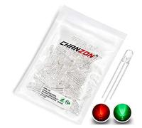 CHANZON 100 pièces Diodes LED rouge et vert 5 mm, anode commune, bicolores transparentes rondes, composants électroniques indicateurs lumineux