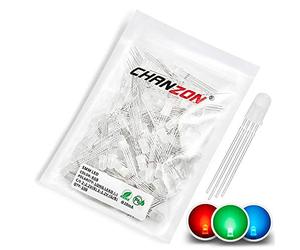 Chanzon 100pcs 5mm RGB Multicolore Diffusé LED Diode Lumières Cathode Commune (Givrée Ronde Tricolore)4 Broches Lumineux Ampoule Lampes Composants Électroniques Indicateur Diodes Émettrices De Lumière