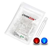 CHANZON 100pcs 5mm Rouge et Bleu Diffusé LED Diode Lumières Cathode Commune (Givrée Ronde Bicolore) Lumineux Ampoule Lampes Composants Électroniques Indicateur Diodes Émettrices De Lumière