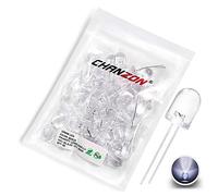 CHANZON Diode LED ronde transparente de 10 mm. A Blanc (50 pièces). 10mm Blanc LED Diode Lumières