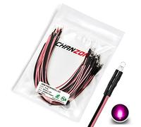 CHANZON [Fil UL] 20 pcs Pré-câblés 3mm Rose LED Diode Lumières (Lentille Transparente Ronde Transparente DC 12V) avec 560 ohms 1/4 W Résistance et 24 AWG Fil Diodes électroluminescentes Lampe Ampoule