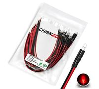 CHANZON [Fil UL] 20 pcs Pré-câblés 3mm rouges LED Diode Lumières (lentille transparente ronde transparente DC 12V) avec 680 ohms 1/4 W Résistance et 24 AWG Fil Diode électroluminescente Lampe Ampoule