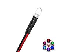 CHANZON [Fil UL] 20 pcs Pré-câblés 5mm RGB Clignotement Lent LED Lumières (lentille transparente ronde transparente DC 12V) avec 560 ohms 1/4 W Résistance et 24 AWG Diodes électroluminescentes