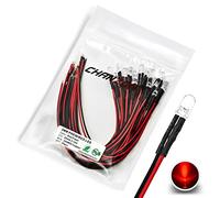 CHANZON [Fil UL] 20 pcs Pré-câblés 5mm Rouge Clignotant LED Diode Lumières (Lentille Transparente Ronde Transparente DC 12V) avec 680 ohms 1/4 W Résistance et 24 AWG Fil Voyant Émettant Diodes