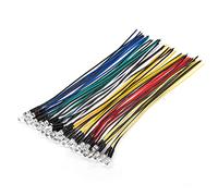 CHANZON [Fil UL] 30pcs 12V 5mm LED Diode Lights 7,9 pouces Pré-câblés (6 couleurs x 5pcs) Kit assorti (lentille ronde transparente transparente) Blanc Rouge Vert Bleu Jaune émettant du blanc chaud