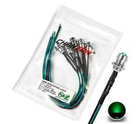 CHANZON [Fil UL] 5 pcs 8mm Montage Sur Panneau + 5mm LED Couleur Verte Diode Pilote (Lentille Ronde Diffuse) 12V Universel Encastré Tableau De Bord Indicateur Panneau Douille Lumières