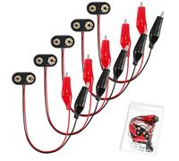 Chanzon Fil UL Batterie 9v Clips d'alligator Connecteur Snap in en Plastique de Type T 5 Pack pour Bande LED Arduino