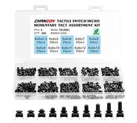 Chanzon Interrupteurs à Bouton-poussoir Tactiles 10 Valeurs (6 x 6X 4.3/5/6/7/8/9/10/11/12/13 mm) 4 broches 200pcs Micro Momentanée Tact Switch Assortiment Kit(Chaque Taille 20pcs)