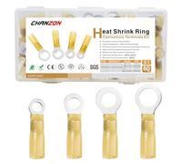 Chanzon Kit de bornes à anneau thermorétractable certifié UL étanche #10 M6 M8 M10 calibre 12-10 AWG connecteurs de fil à œillets de qualité marine doublés d'adhésif jaune connecteur à sertir