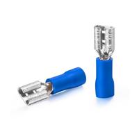 Chanzon Lot de 100 connecteurs à cosse femelle 4,8 mm répertoriés UL à déconnexion rapide en PVC semi-isolé - Bleu - Calibre 14 15 16 awg Borne à sertir 4,8 x 0,8 mm 3/16'
