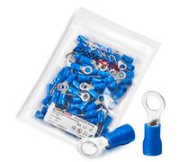 Chanzon Lot de 100 cosses à anneau bleu - #10 M5 - Connecteur de fil à œillet en PVC isolé, calibre 16-14 AWG, connecteur électrique à sertir pour bateau, camion, voiture stéréo