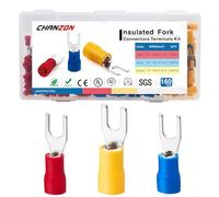 Chanzon Lot de 160 bornes à fourche isolées #8 M4 de type U - 22-10 AWG - Connecteurs à sertir pour fil électrique Rouge PVC Laiton Cuivre Assortiment pour câblage Lot de 160