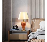 Chao Zan Lampe de Bureau Design Moderne vintage, Max. 60W E27 Douille,Lampe de Chevet 230V céramique/Tissu, sans Ampoule (Rouge)