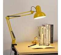 Chao Zan Lampe de Bureau LED,40W MAX Lampe de Table Architecte Pliable avec Pince, Lampe de table Réglable, E27support de lampe,Ampoules vendues séparément (Jaune)