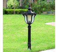 Chao Zan Lampe de chemin de lanterne classique au look antique Lampe de jardin rétro vintage Lampe d'extérieur rustique, lampadaire en fonte d'aluminium et verre,E27 Porte-lampes (B)