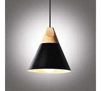 Chao Zan Lustre E27 LED Moderne Simple pendentif Light Métal Suspension Abat-jour Luminaire Design Plafonnier Industriel Rétro Eclairage Decoratif Salon Couloir,Bar,entrepôt/grange，Ø22cm -Noir