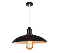 Chao Zan Lustre E27 LED Moderne Simple pendentif Light Métal Suspension Abat-jour Luminaire Design Plafonnier Industriel Rétro Eclairage Decoratif -Noir