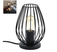 Chao Zan Métal Lampe de Table, Lampe à Poser Vintage 1 Flamme E27, lampadaire avec prise et interrupteur, lampe de chevet,Noir Lampes 220V,pour les fêtes, les événements de patio pour,café, bar
