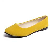 CHAOEN Ballerines plates confortables à enfiler pour femme avec nœud, Jaune C, 40 EU