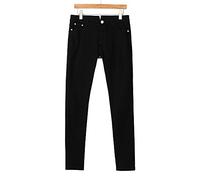CHAOEN Jean pour femme avec fermeture éclair - Style rétro - Taille haute - En coton - Coupe skinny - Extensible - Pour soulever les fesses - Noir - L