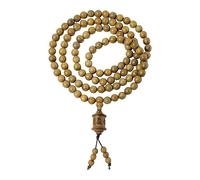 CHAOHAOKE Collier Mala avec 108 perles en bois de santal vert naturel - Chaîne de prière bouddhiste pour méditation et pratique du yoga