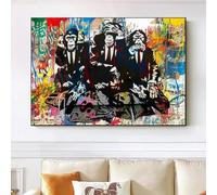 CHAOJIART 3 singes pensants Graffiti affiche décoration murale Street Art drôle animaux impressions sur toile peinture pour décoration de salon 70x100 cm sans cadre