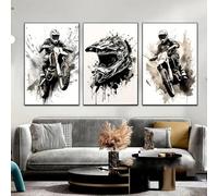 CHAOJIART Affiche de moto tendance sur toile, noir et blanc, décoration murale pour chambre d'adolescent, garçons, 30 x 50 cm, sans cadre