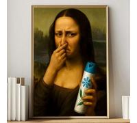 CHAOJIART Affiche humoristique sur toile Mona Lisa, style abstrait vintage, décoration murale pour salle de bain, couloir ou toilettes (40x60cm/sans cadre)