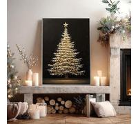 CHAOJIART Affiche rustique vintage de sapin de Noël, style festif, ambiance sombre et académique, impression sur toile, décoration hivernale de Noël et de ferme (50x70cm/sans cadre)