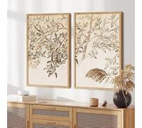 CHAOJIART Affiche vintage avec dessin de branches de pommier, peinture sur toile, impression d'art mural, image, décoration rustique pour la maison de ferme (60x80cmx2/cadre)