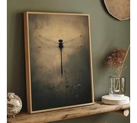 CHAOJIART Affiche vintage gothique représentant une libellule foncée, peinture sur toile, art animalier rétro, décoration murale pour salon, salle de bain (40 x 60 cm, sans cadre)