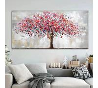CHAOJIART Affiches et impressions d'art mural d'arbre de vie rose nordique, arbres abstraits, peinture sur toile, images murales pour salon, décoration d'intérieur, 90x180cm (35x71in) sans cadre