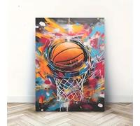 CHAOJIART Art de basket-ball Graffiti coloré Peinture sur toile de basket-ball Impression Sports Art mural Affiches pour chambre d'adolescent Garçon Chambre Décor 20x30 cm Sans cadre