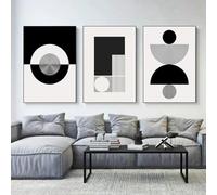 CHAOJIART Art moderne abstrait formes géométriques affiche toile peinture noir et blanc Art mural pour salon décoration de la maison murale 60x90 cm x 3 sans cadre