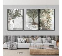CHAOJIART Art mural minimaliste branches d'olivier feuilles HD toile peinture à l'huile affiches et impressions maison chambre salon décor mural 30x45 cm (12x18 pouces) x3 sans cadre