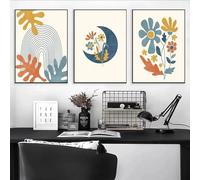 CHAOJIART Bohème Soleil Feuilles Colorées Fleurs Géométrique Abstrait Affiche Toile Mur Art Peinture Salon Décoration Peinture 50x70cm (20x28in) x3 sans Cadre
