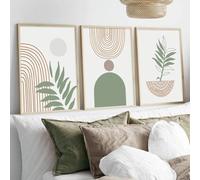 CHAOJIART Boho abstrait formes géométriques vert olive marron minimaliste affiche toile peinture mur art impression photo salon décor 30x45cm (12x18in) x3 sans cadre