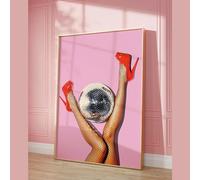 CHAOJIART Funky Disco Ball Femmes Sexy Longues Jambes Talons Hauts Impression Toile Peinture Affiche Mur Art Impression Photo Bar Esthétique Chambre Décor 60x80 cm sans Cadre