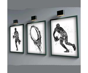 CHAOJIART Joueur de Rugby Ensemble de Peinture sur Toile Impression Joueur Homme garçon Fan de Sport Cadeau dortoir Affiches de Football américain décoration Murale 60x80cm (24x31in) x3 sans Cadre
