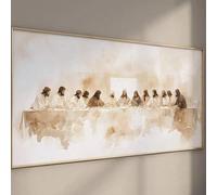 CHAOJIART « La Cène », impression sur toile abstraite minimaliste beige, format horizontal, pour la décoration du salon et de la chambre, décoration chrétienne (70 x 140 cm, sans cadre)