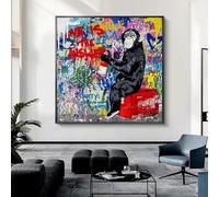 CHAOJIART L'amour est la réponse Graffiti Poster Pop Street Animal Singe Toile Peinture Mur Art Moderne Décoration Maison Affiches Impressions Murales 55x55cm (22x22in) Sans Cadre