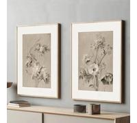 CHAOJIART Lot de 2 affiches d'art floral vintage botanique abstraite peinture florale rétro impression sur toile tableau mural décoration d'intérieur moderne 40x60cm (16x24in) x2 sans cadre